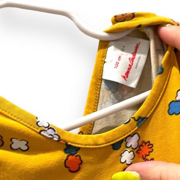 Hanna Andersson Girls Gold Yellow Floral Print Dress, 110cm US 5 - Picture 2 of 6